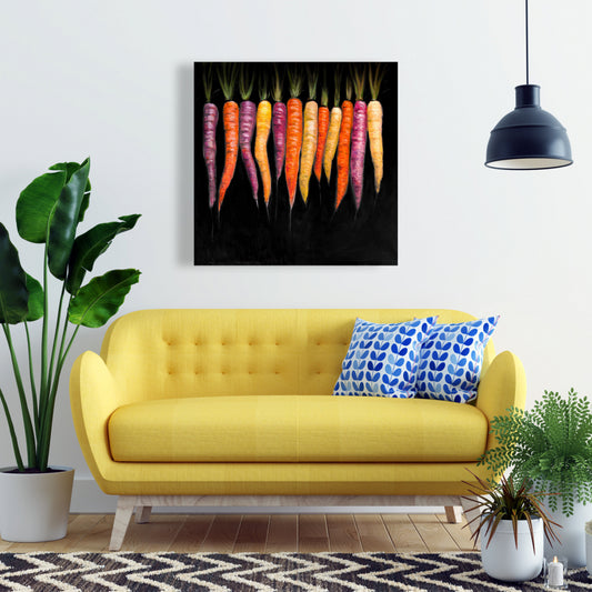 Carrot Varieties Rustic Canvas - Purple Kitchen Wall Decor