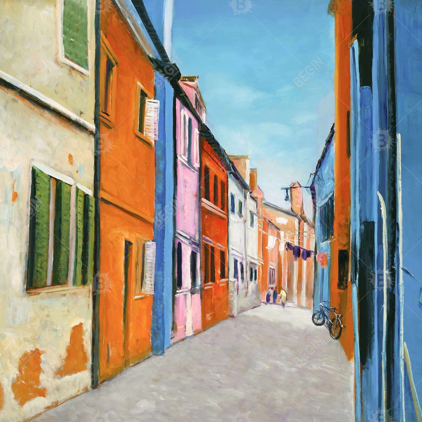 Colorful Houses in Italy Framed Canvas - Contemporary Bedroom Decor