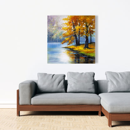 Two Trees by the Lake Canvas | Bedroom Wall Art Decor