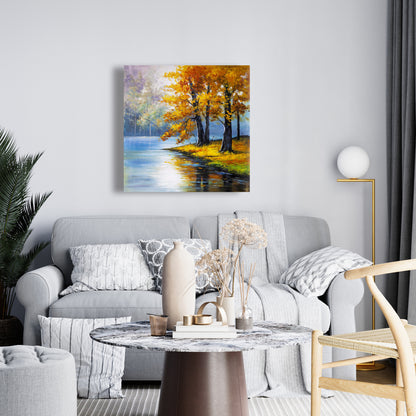 Two Trees by the Lake Canvas | Bedroom Wall Art Decor