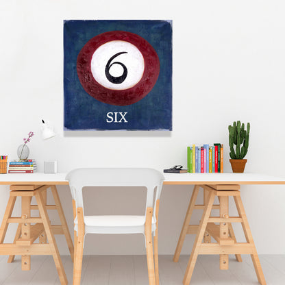Billiard Ball No. 6 Blue Canvas | Home Decor | Sports Art
