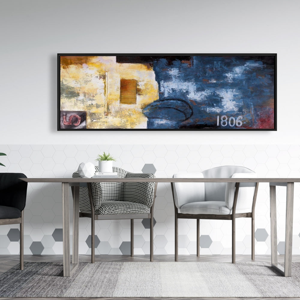 Blue Shapes Abstract Art Canvas | Framed Home Decor Wall Art