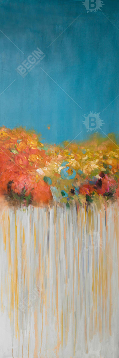 Modern Blue Canvas - Colorful Abstract Flowers for Bedroom Decor