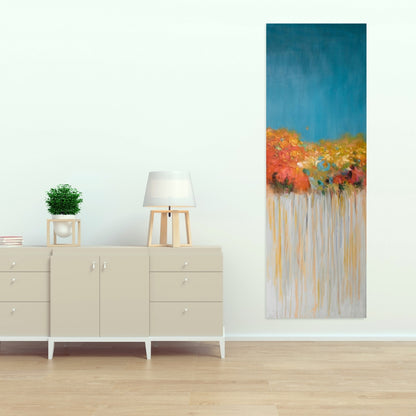 Modern Blue Canvas - Colorful Abstract Flowers for Bedroom Decor
