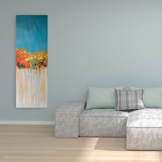 Modern Blue Canvas - Colorful Abstract Flowers for Bedroom Decor