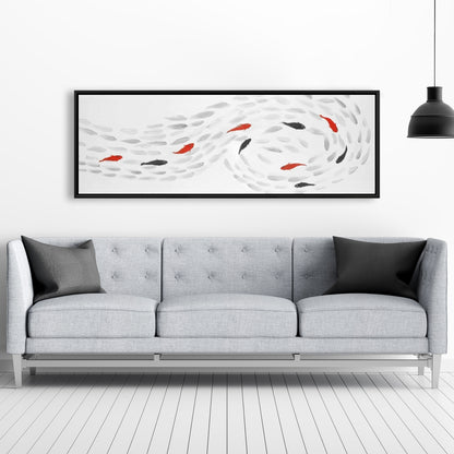 Swimming Fish Swirl Canvas | Asian Aquatic Bedroom Decor