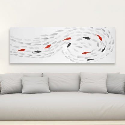 Swimming Fish Swirl Canvas | Asian Aquatic Animals Decor