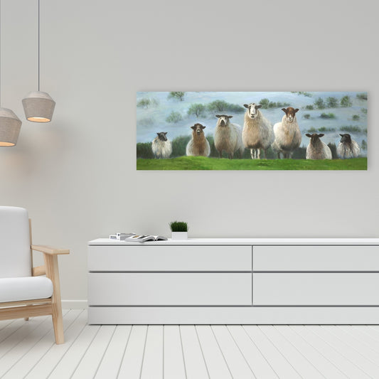 Toile représentant un troupeau de moutons – Décoration rustique pour la maison