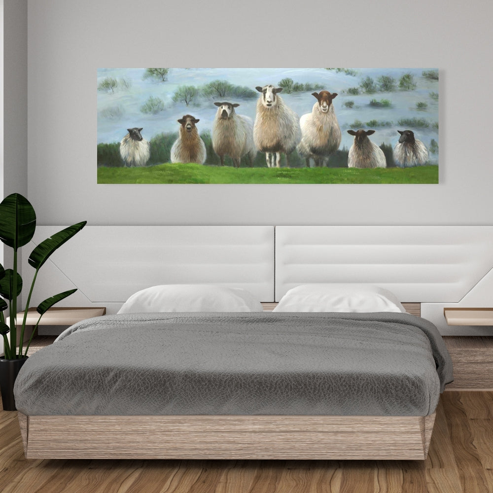 Flock of Sheep Canvas - Rustic Farm Animal Home Decor Art