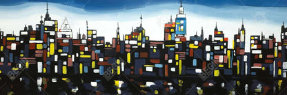 Colorful Buildings Canvas - Modern Cityscape Wall Art Decor