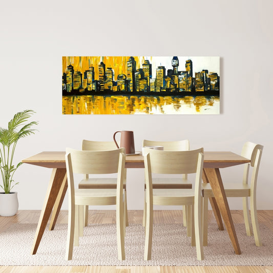 Yellow City Canvas - Contemporary Bedroom Wall Art Decor