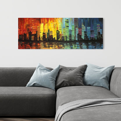 City with Color Tones | Cities Blue Building Canvas - Home Decor
