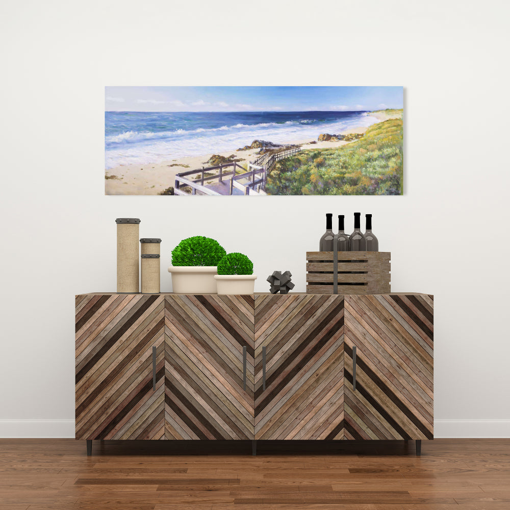 Walk to the Beach Canvas | Romantic Sea Bedroom Wall Art