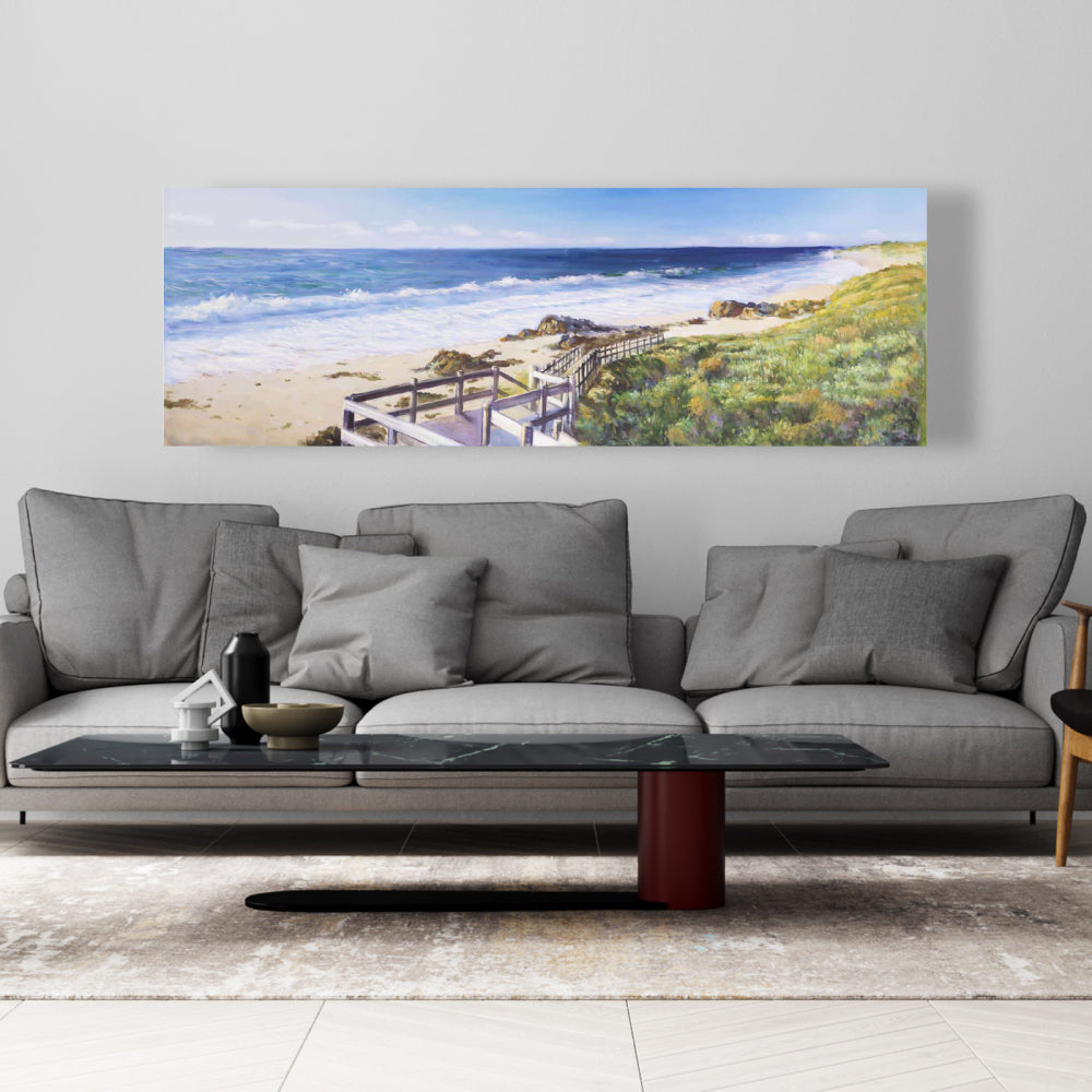 Walk to the Beach Canvas | Romantic Sea Bedroom Wall Art