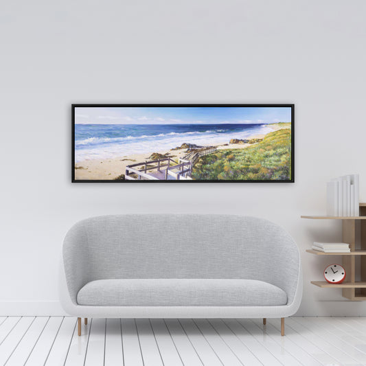 Toile romantique bleue | Décoration d'intérieur « Marchez jusqu'à la plage »