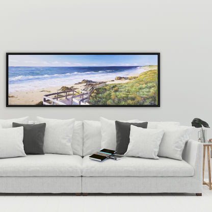Toile romantique bleue | Décoration d'intérieur « Marchez jusqu'à la plage »