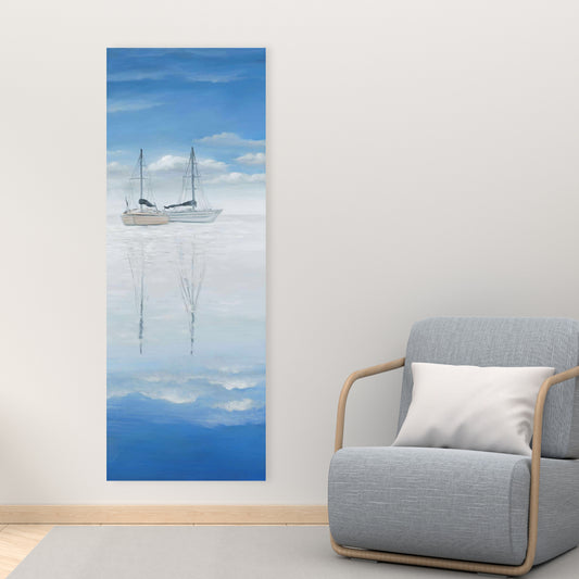 Coastal Bedroom Boat Canvas | Two Sailboats Lake Decor