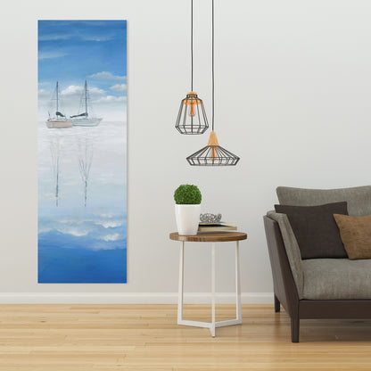 Coastal Bedroom Boat Canvas | Two Sailboats Lake Decor