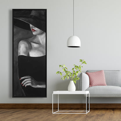 Femme mystérieuse au chapeau | Toile romantique | Décoration d'intérieur