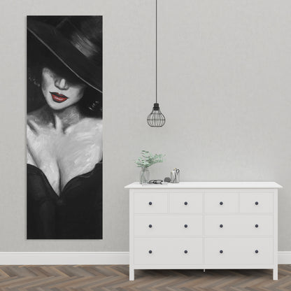 Romantic Bedroom Canvas - Mysterious Red Lips Lady Decor