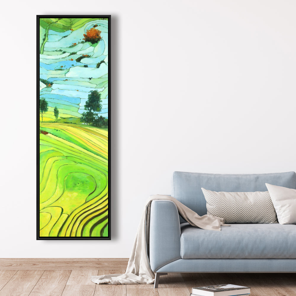 Rice Fields of Vietnam | Blue Framed Canvas for Home Decor