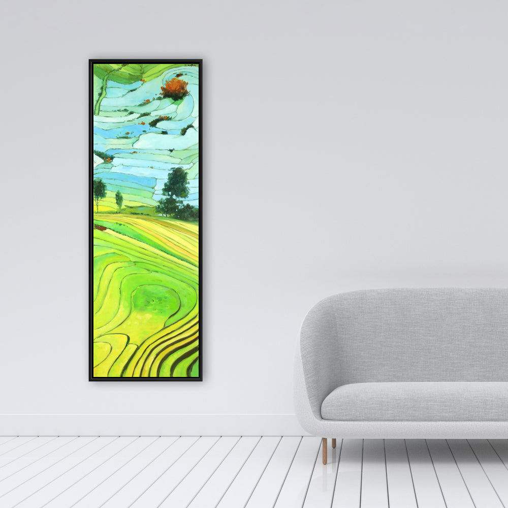 Rice Fields of Vietnam | Blue Framed Canvas for Home Decor