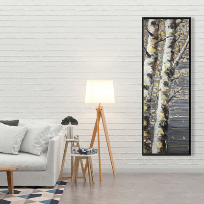 Gray Contemporary Trees Framed Canvas - Budding White Birches