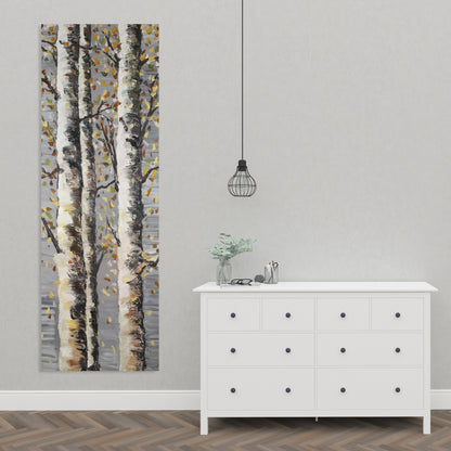 Toile « Bouleaux en fleurs » | Décoration murale avec paysage d'arbres gris