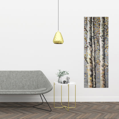 Toile « Bouleaux en fleurs » | Décoration murale avec paysage d'arbres gris
