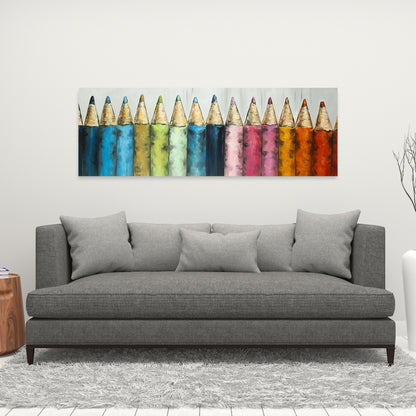 Contemporary Blue Canvas - Colouring Pencils Home Decor