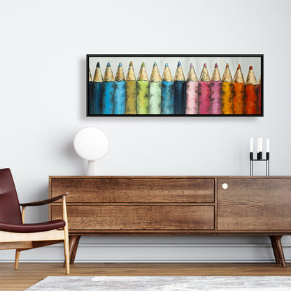 Blue Bedroom Canvas | Colouring Pencils Framed Art Decor