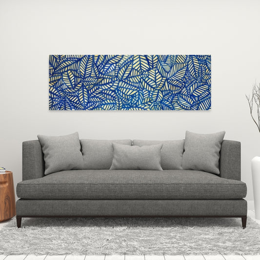 Floral Blue Leaves Canvas | Botanical Illustrative Wall Art