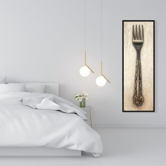 Vintage Fork Brown Framed Canvas | Home Decor - Contemporary Art