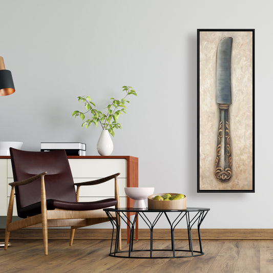 Vintage Butter Knife Canvas | Brown Kitchen Decor Wall Art