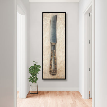 Vintage Butter Knife Canvas | Brown Kitchen Decor Wall Art