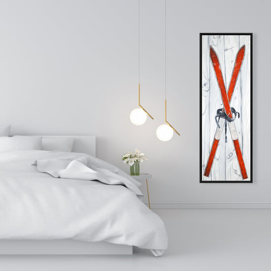 Vintage Red Ski Canvas | Sports & Games Bedroom Decor