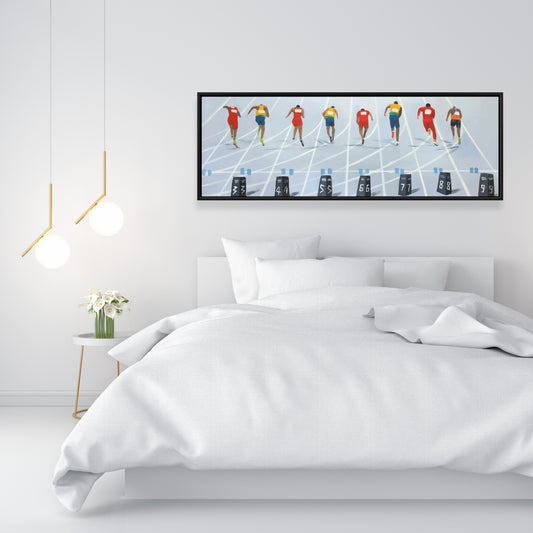 Contemporary Blue Sports Canvas | Race of 10 Meters Home Decor