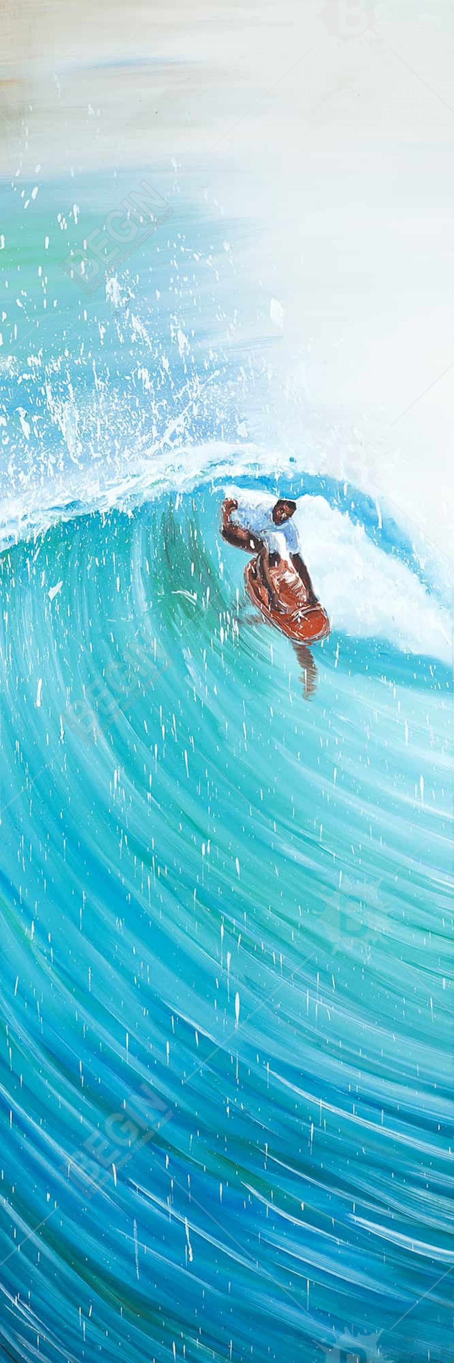 Surfer in Wave Canvas | Blue Man Cave Hobbies Home Decor