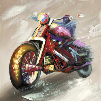 Abstract Motorcycle Canvas | Red Transportation Wall Art