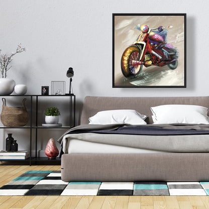 Abstract Motorcycle Canvas - Red Contemporary Living Room Decor