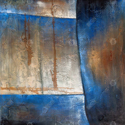 Luminous Blue & Bronze Abstract Canvas - Bedroom Wall Art Decor