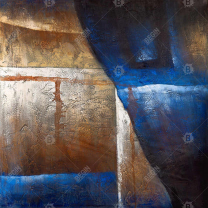 Bronze Shapes Canvas - Blue Light Abstract Art for Living Room