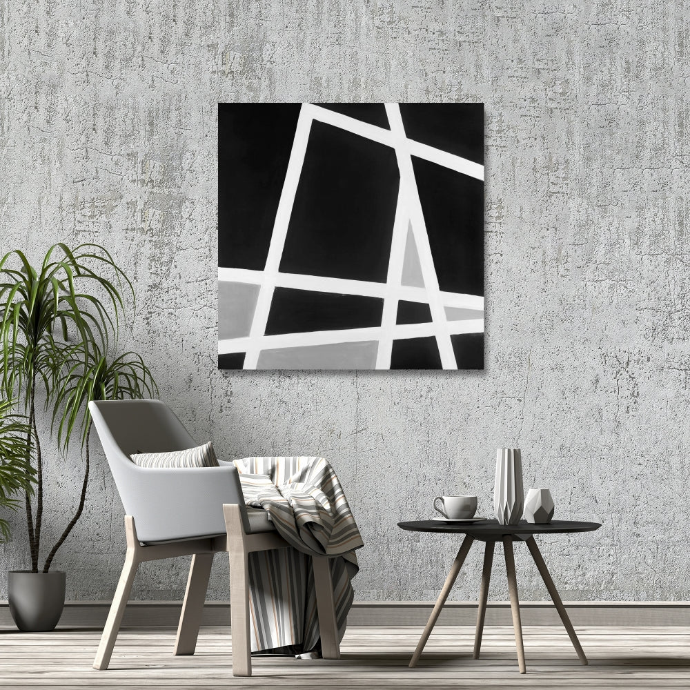 Black and White Lines Abstract Canvas | Home Decor Art
