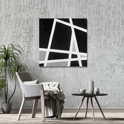 Black and White Lines Abstract Canvas | Home Decor Art