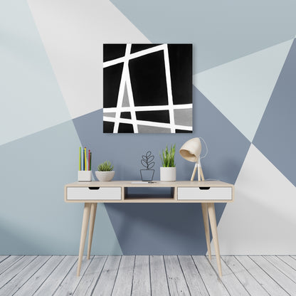 Black and White Abstract Shapes Canvas - Living Room Decor