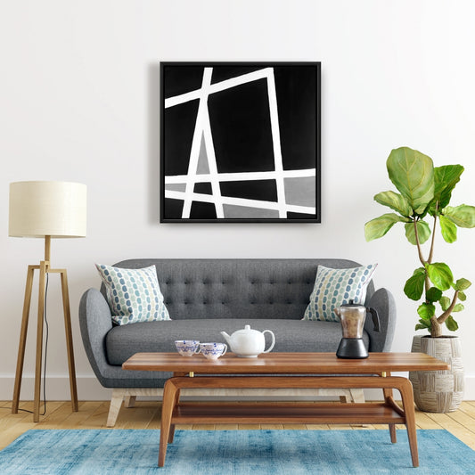 Industrial White Abstract Canvas | Black and White Home Decor
