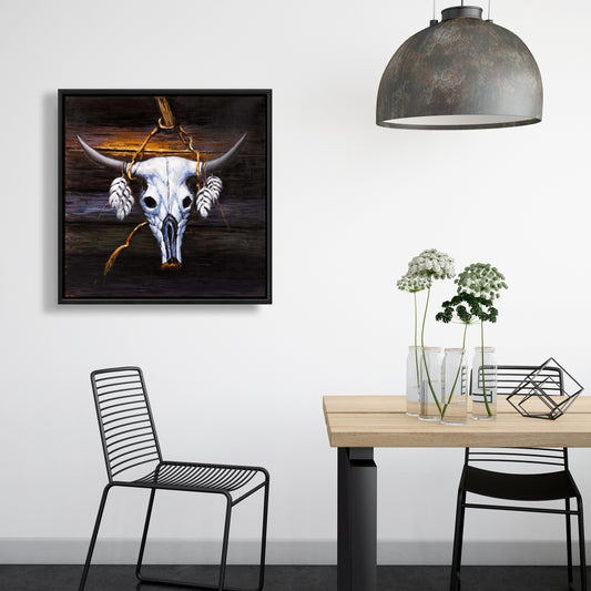 Hanged Bull Skull Bohemian Canvas | Farm Animal Home Decor
