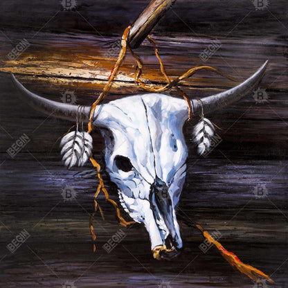 Hanged Skull Canvas Art | Blue Animals Farm Home Decor