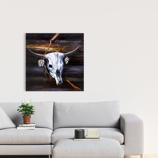 Hanged Skull Canvas Art | Blue Animals Farm Home Decor