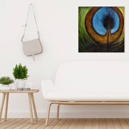 Peacock Feather Canvas | Exotic Bedroom Decor Wall Art